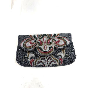 Lillian Vernon Beautiful Vintage Multi-Color Glass Bead Evening Purse clutch